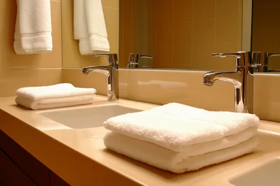 Modern Bathroom Vanity With Folded White Towels