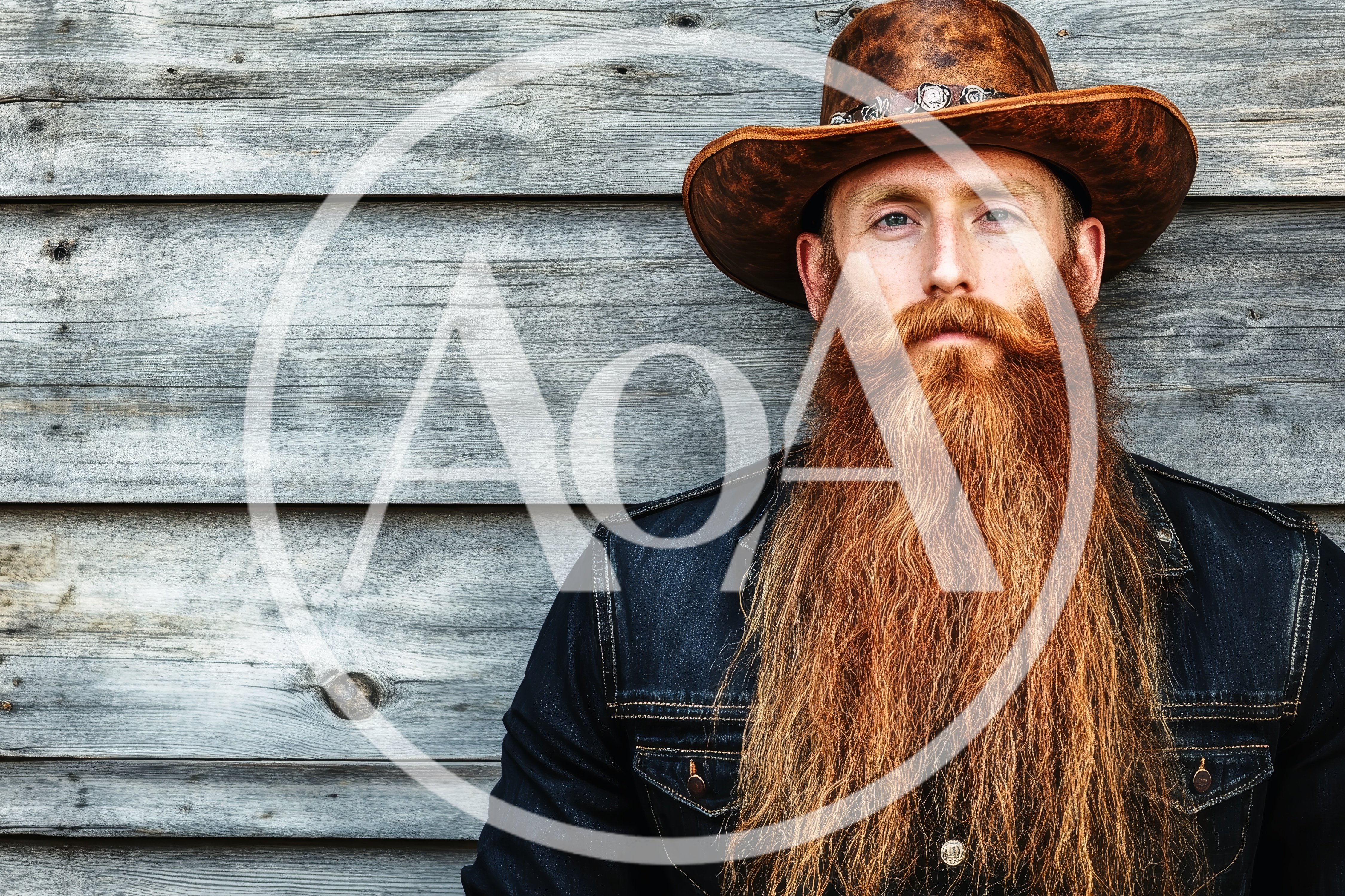 Portrait Of A Bearded Man In A Cowboy Hat