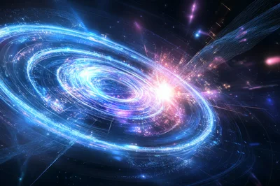 Abstract Cosmic Vortex With Glowing Light Rings