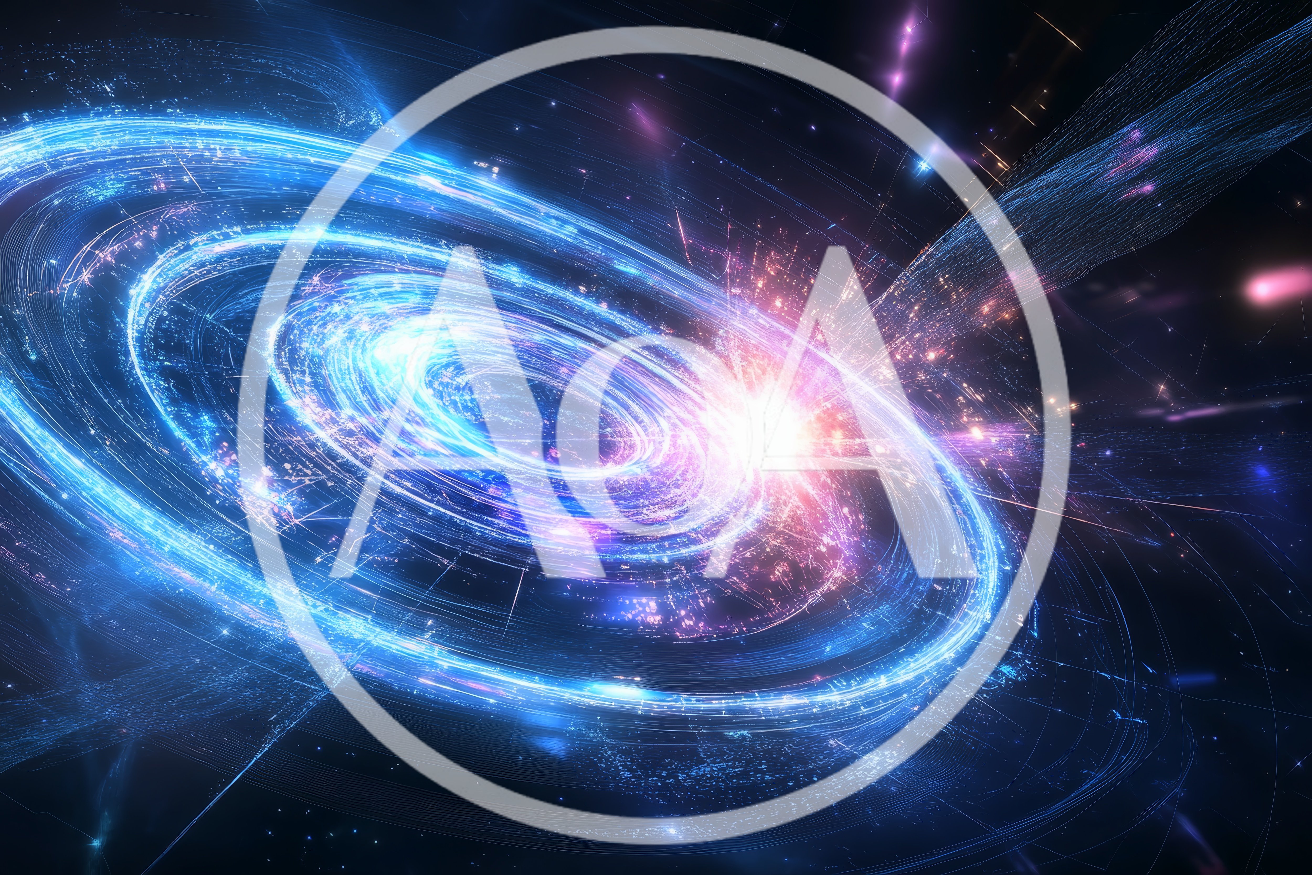 Abstract Cosmic Vortex With Glowing Light Rings