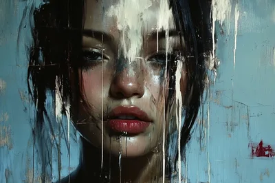 Abstract Oil Painting Portrait Of A Woman