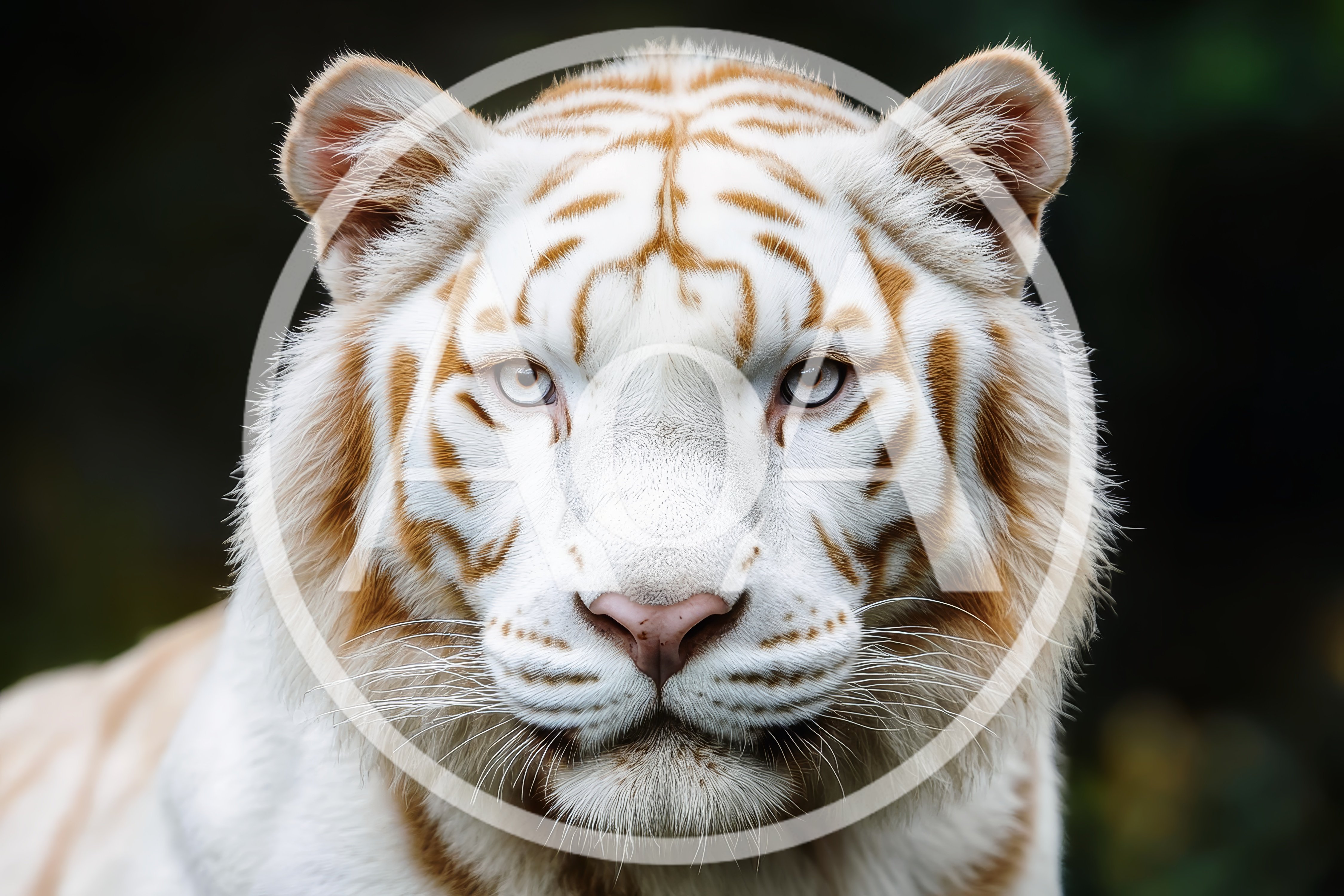 Close Up Portrait Of A White Tiger