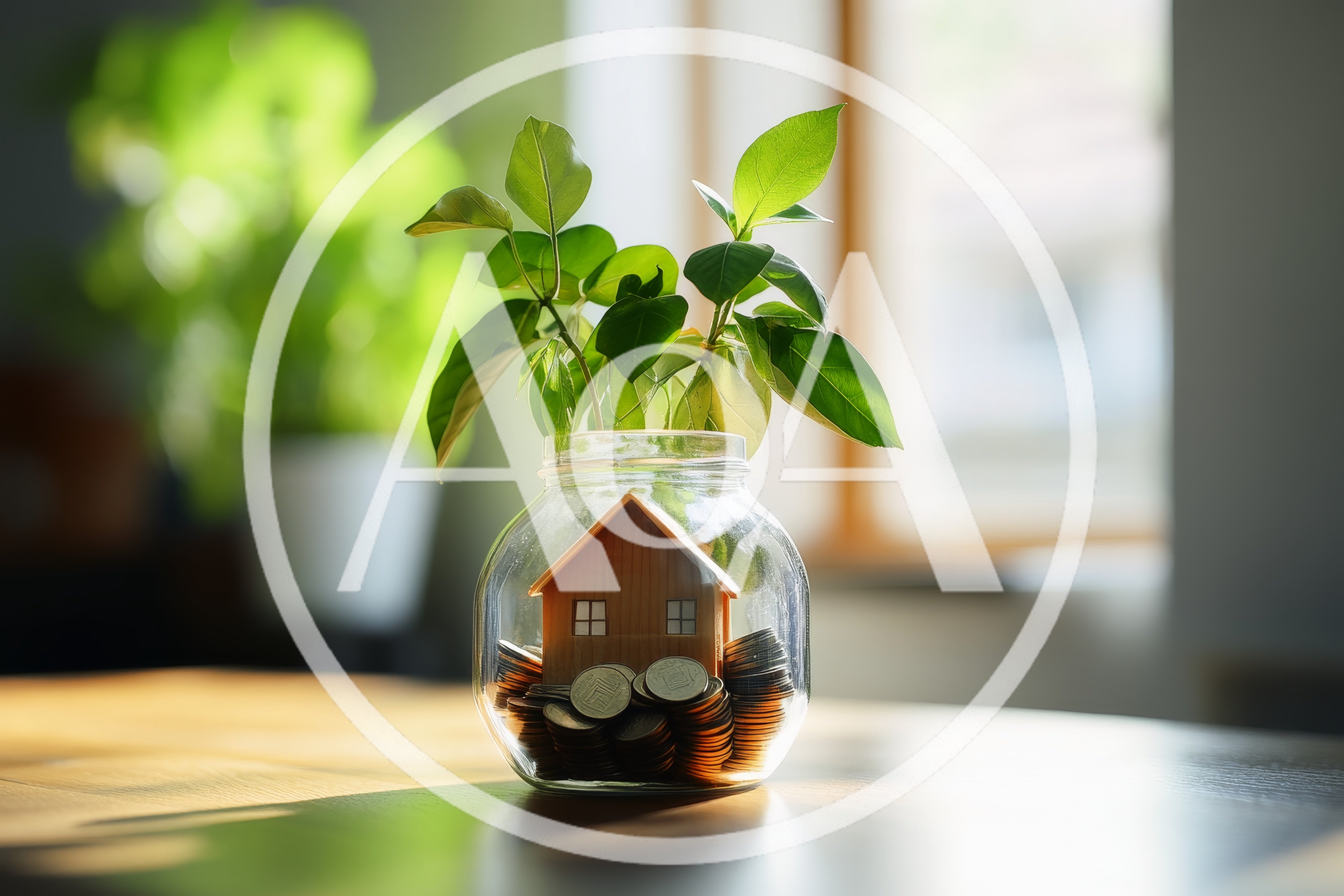 Miniature House Model Inside Glass Jar With Coins