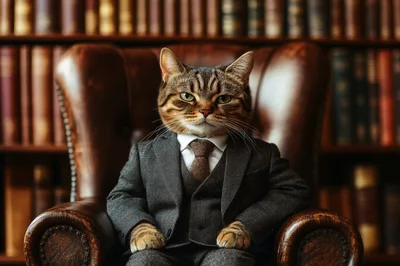 Sophisticated Tabby Cat Dressed In A Formal Business Suit