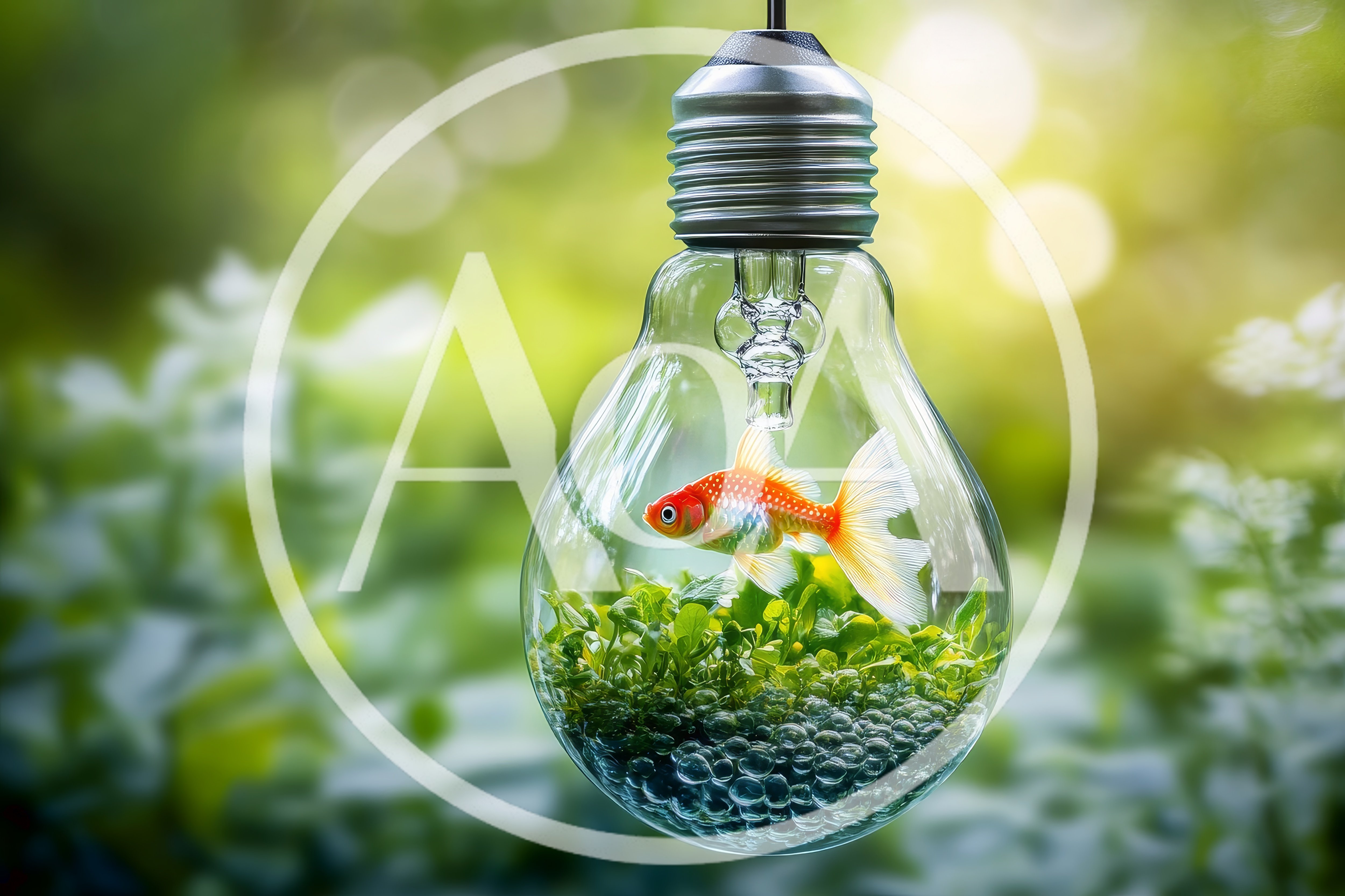 Goldfish Swimming Inside A Hanging Light Bulb Terrarium
