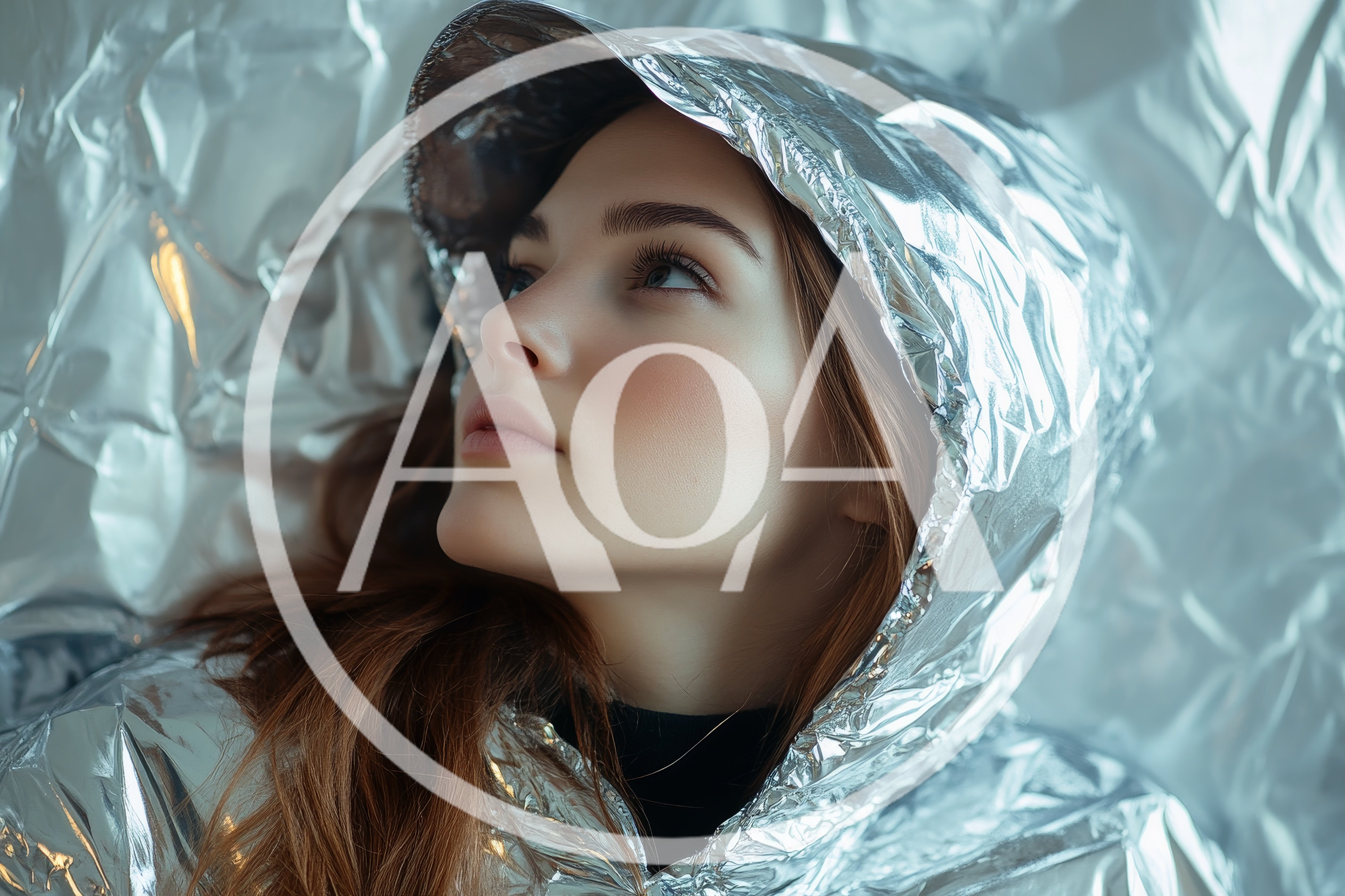 Portrait of a Young Woman in a Metallic Foil Hood