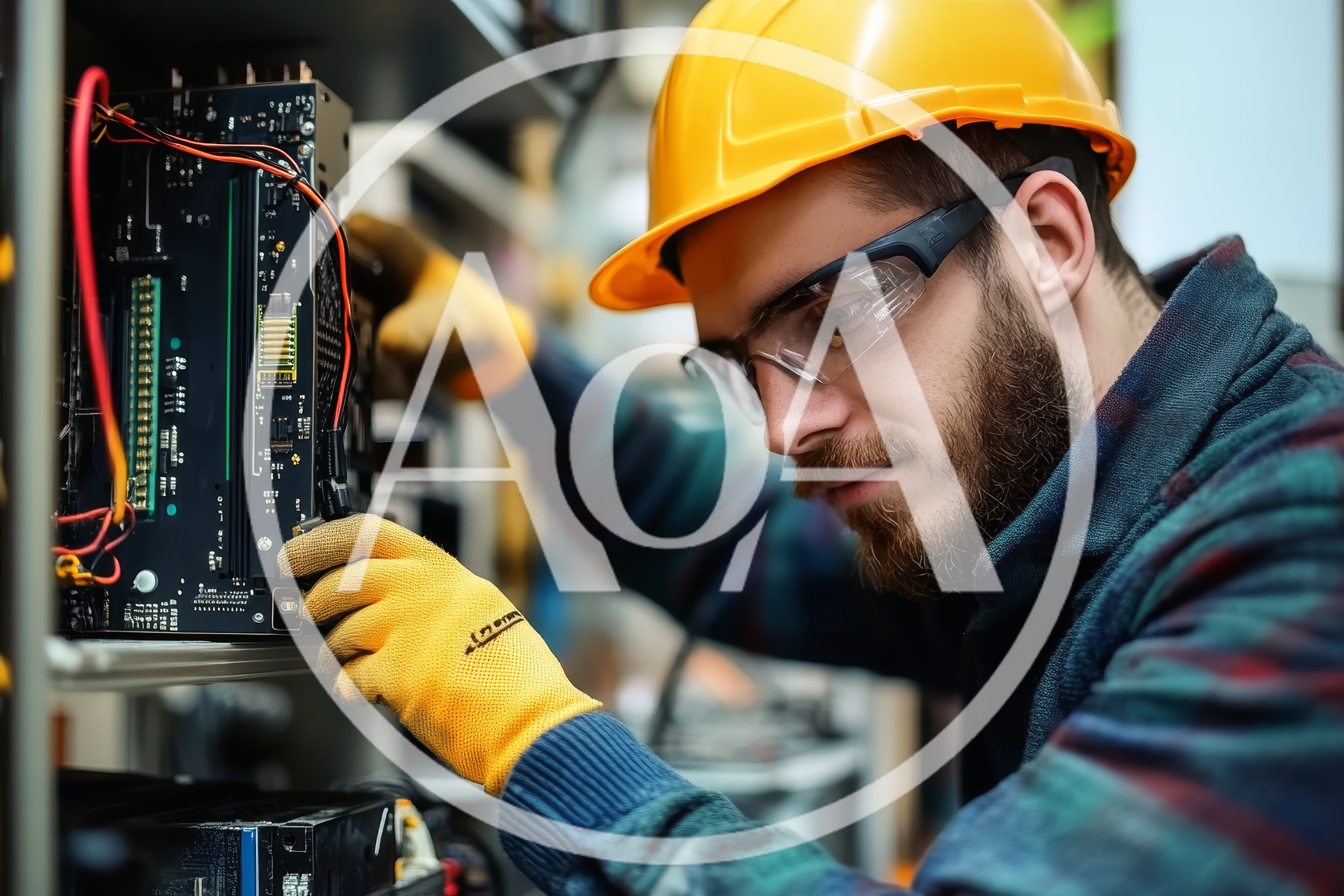 Technician Repairing Industrial Electronic Circuit Board
