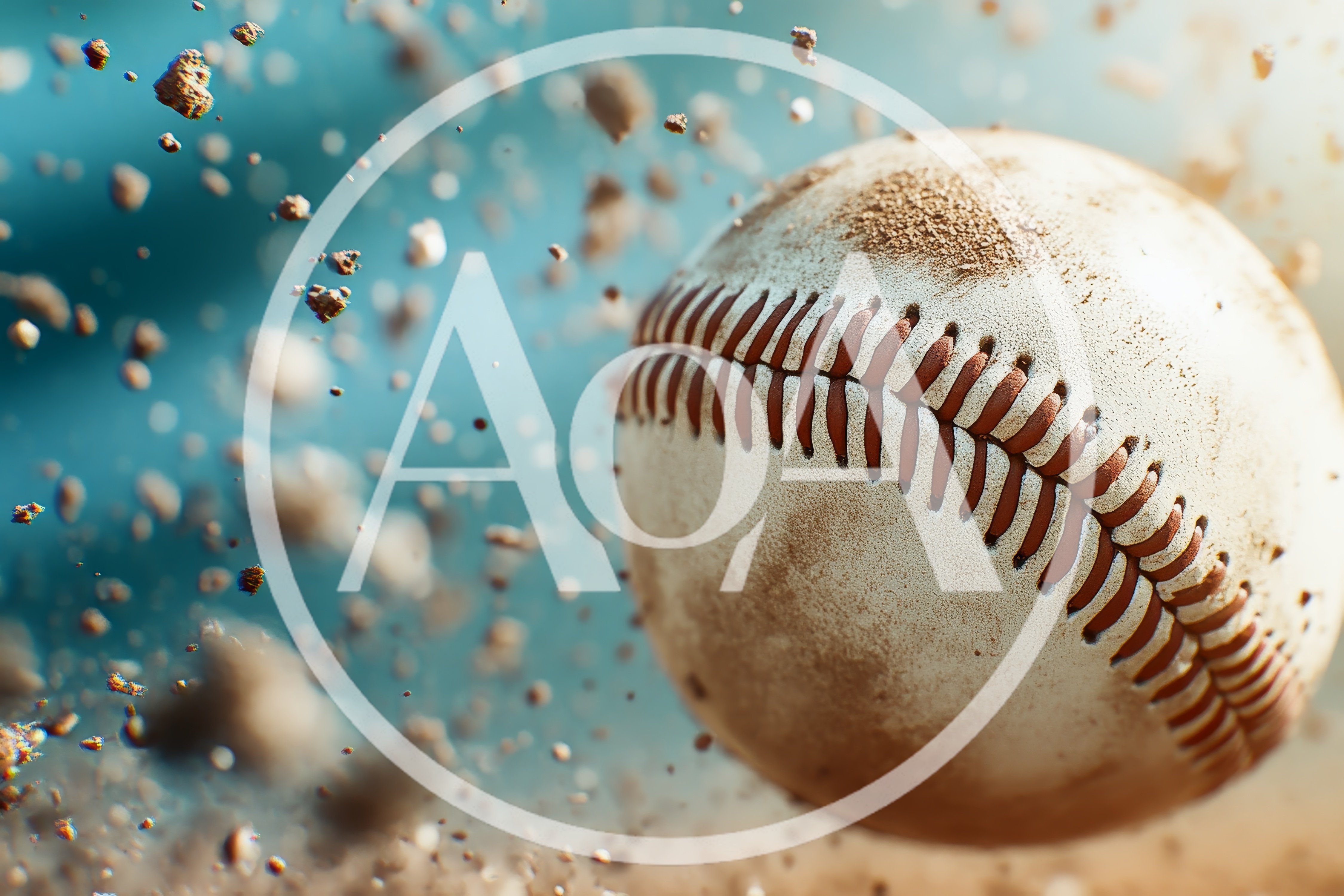 Dirty Baseball Flying Through Air With Dust Particles