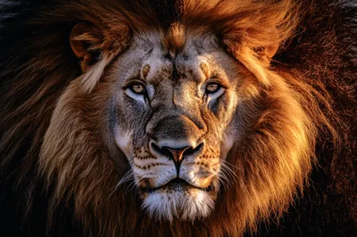 Majestic Male Lion Portrait With Golden Mane