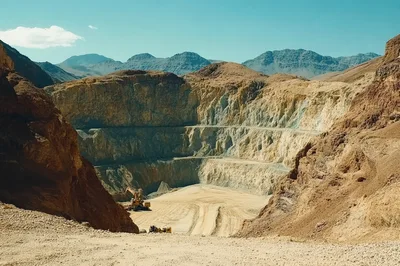 Open Pit Mining Operation in Arid Mountain Landscape