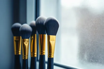 Professional Makeup Brushes Standing Near A Window