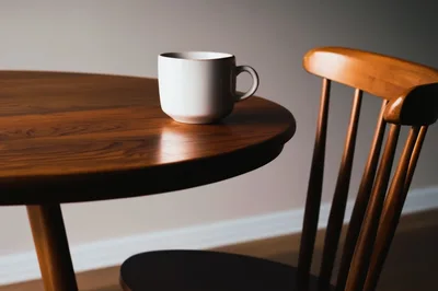 White Coffee Mug On A Wooden Table