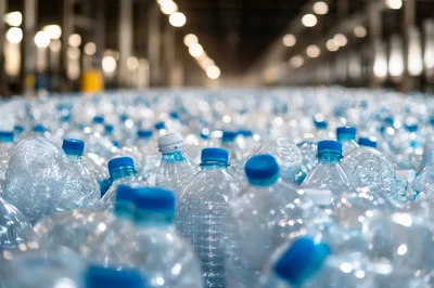Massive Pile Of Recycled Plastic Water Bottles