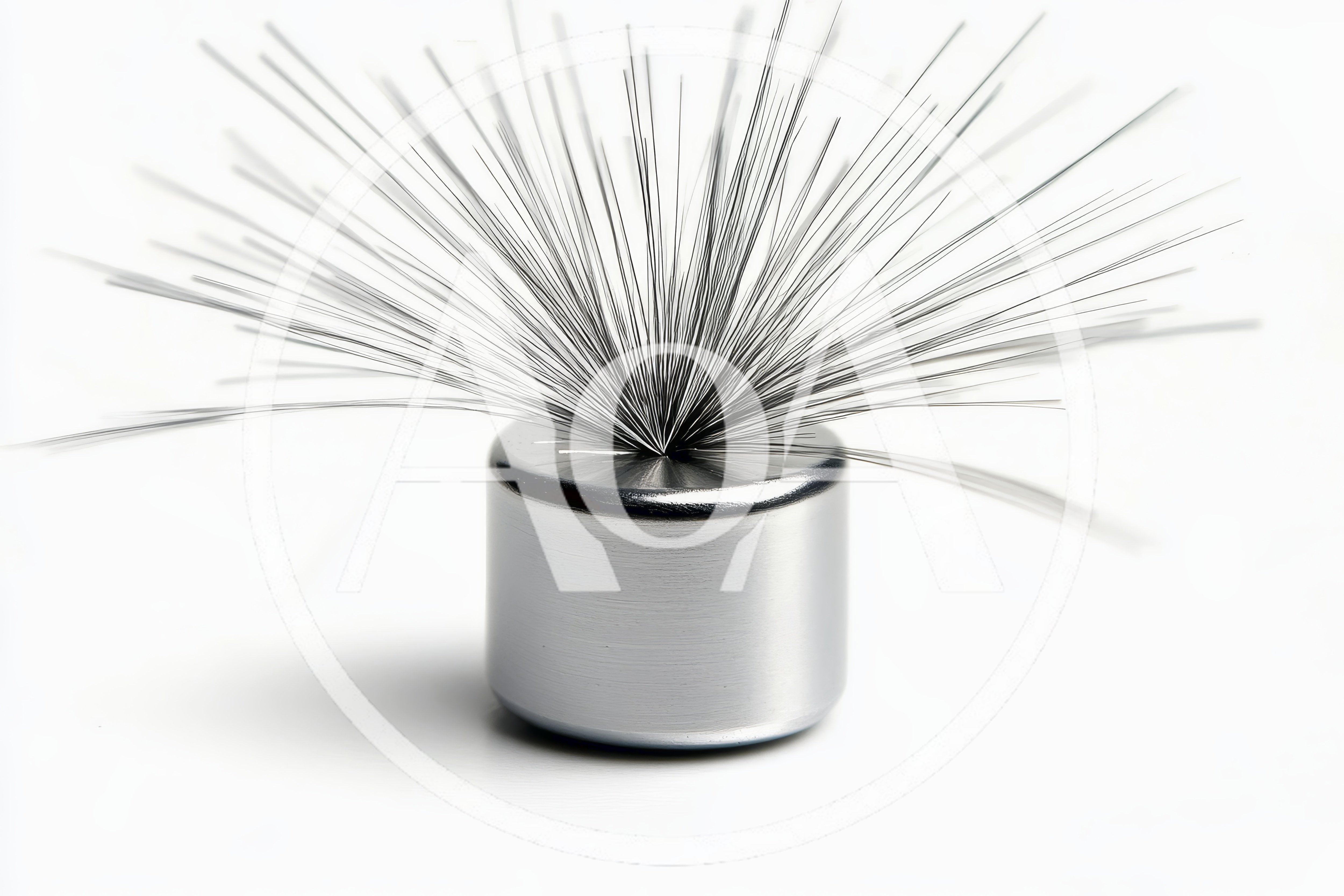Magnetic Sculpture With Iron Filings On Silver Base