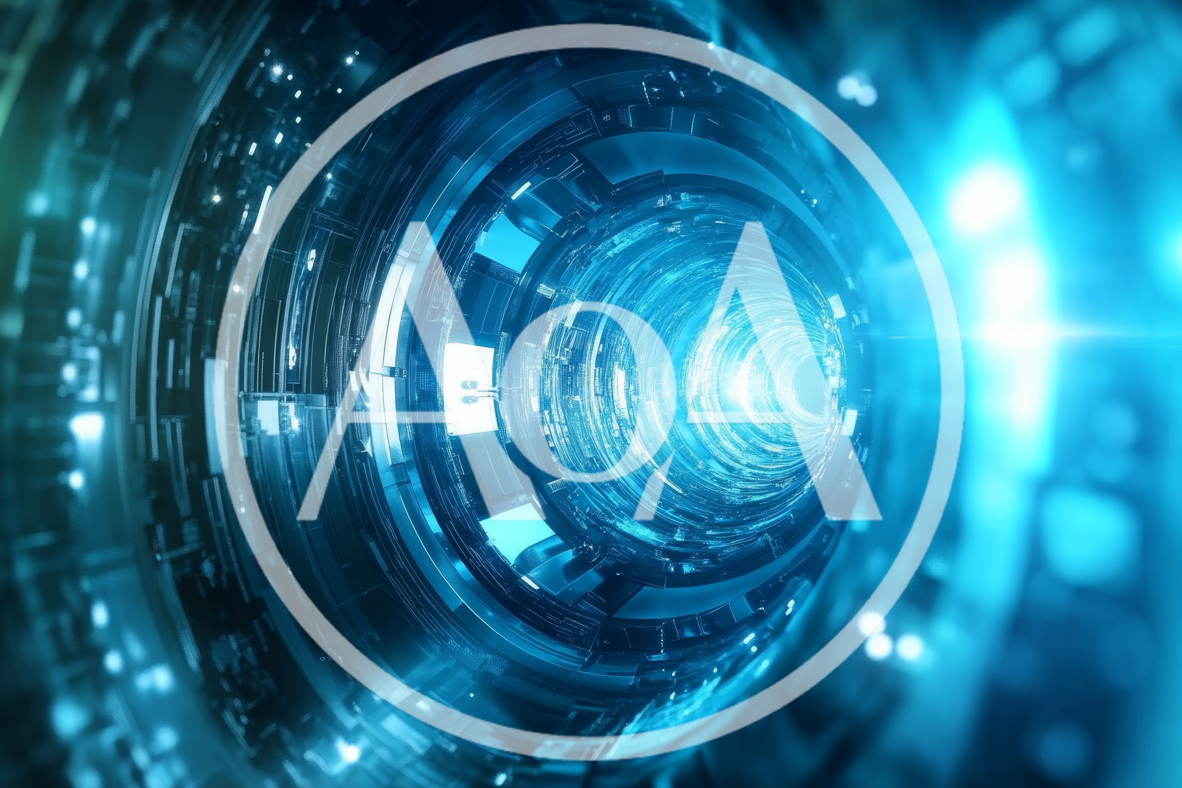 Futuristic Digital Data Tunnel With Glowing Blue Light
