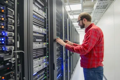 IT Technician Working In A Modern Data Center