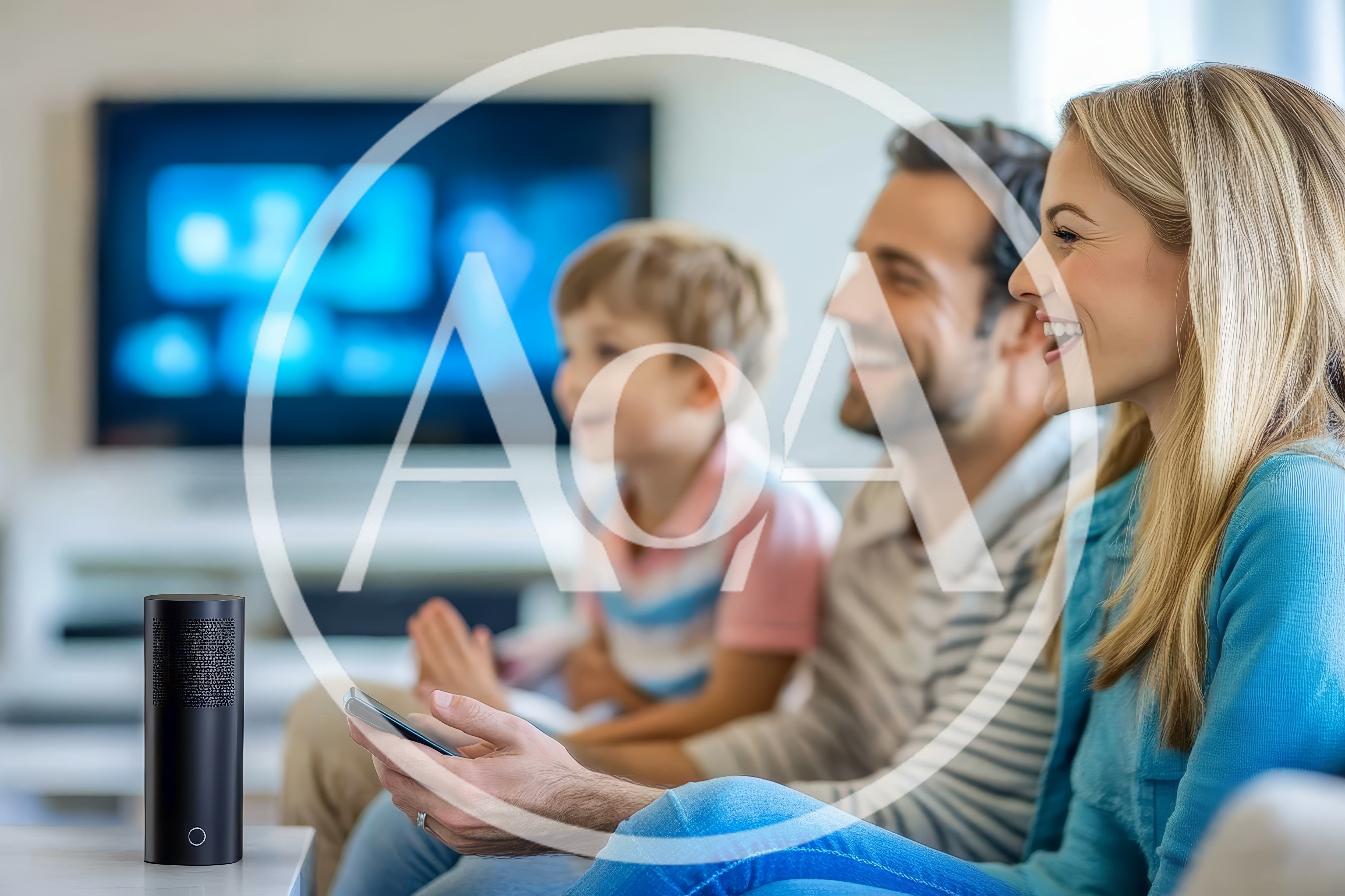Happy Family Watching Television Together At Home