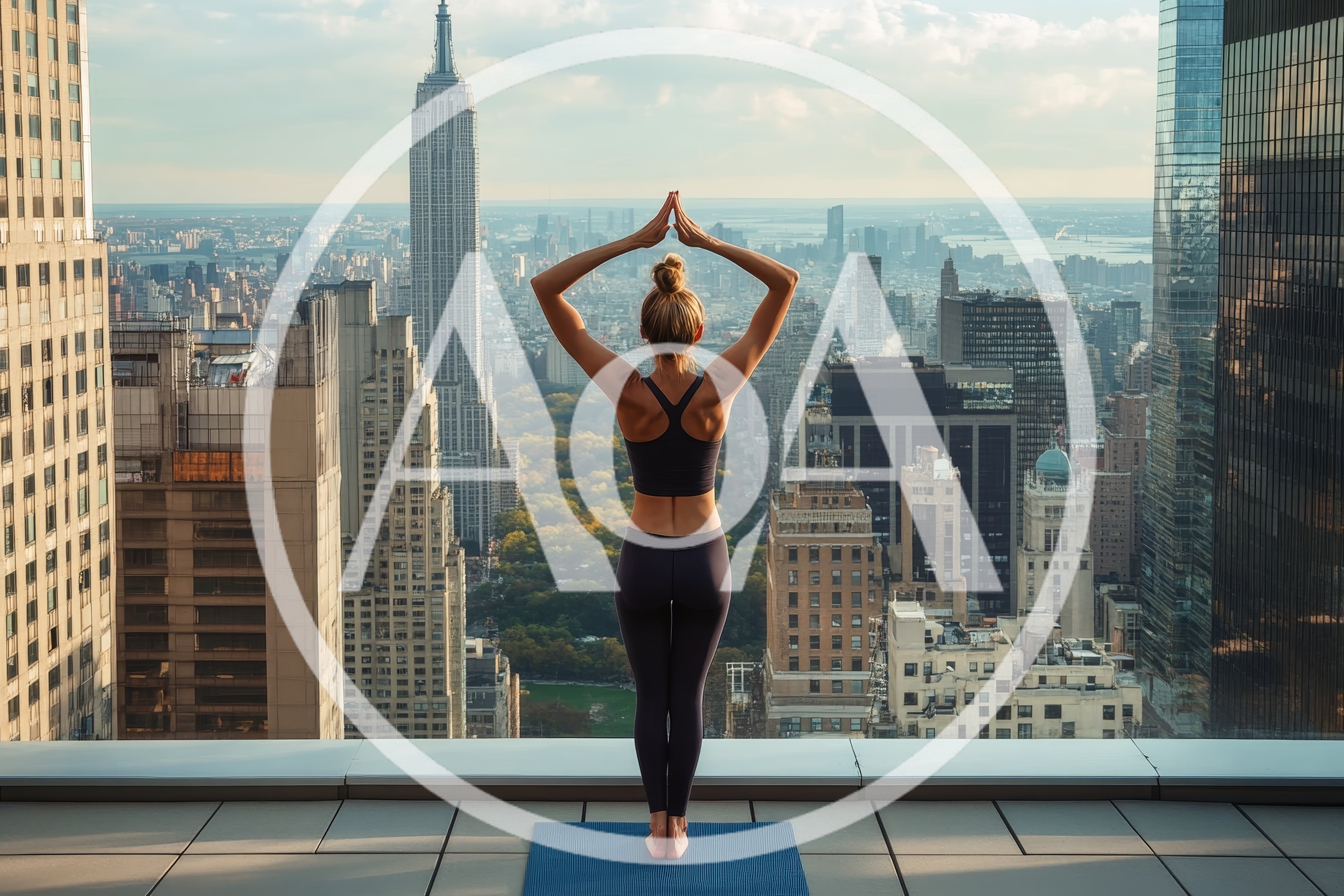 Woman Practicing Yoga On A New York City Rooftop