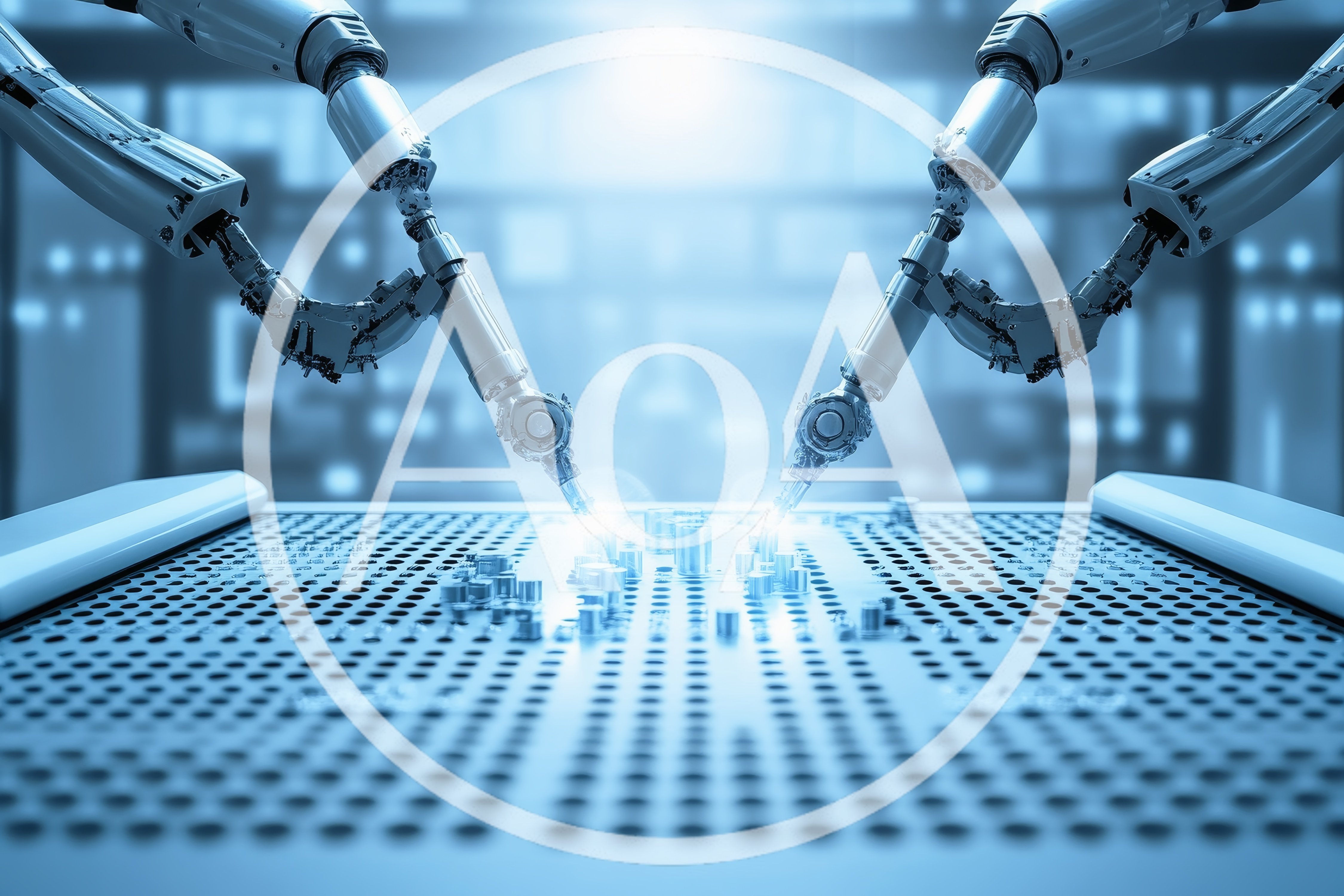 Robotic Arms Performing Precision Assembly On Industrial Circuit Board