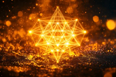 Glowing Golden Geometric Sacred Geometry Structure