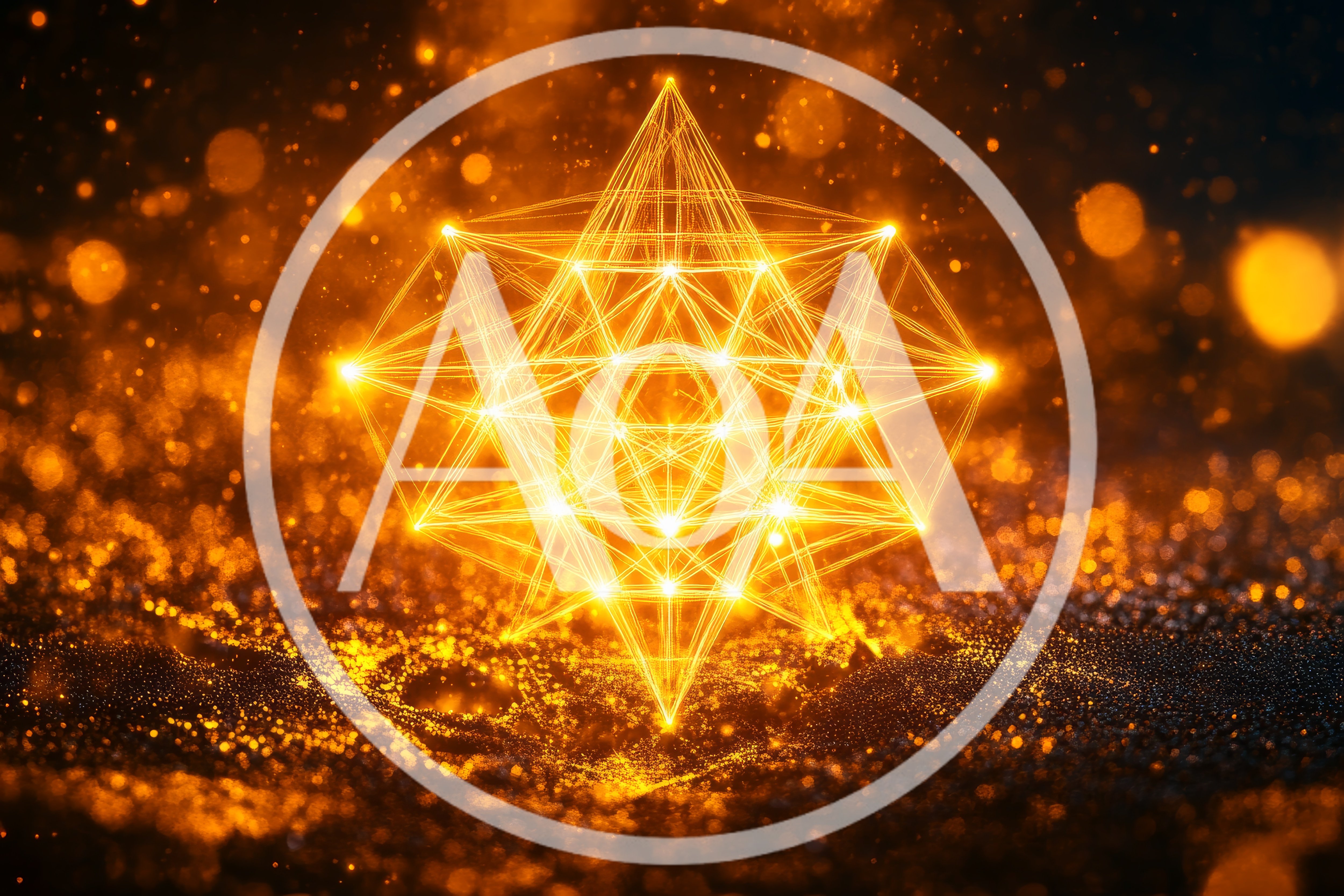 Glowing Golden Geometric Sacred Geometry Structure