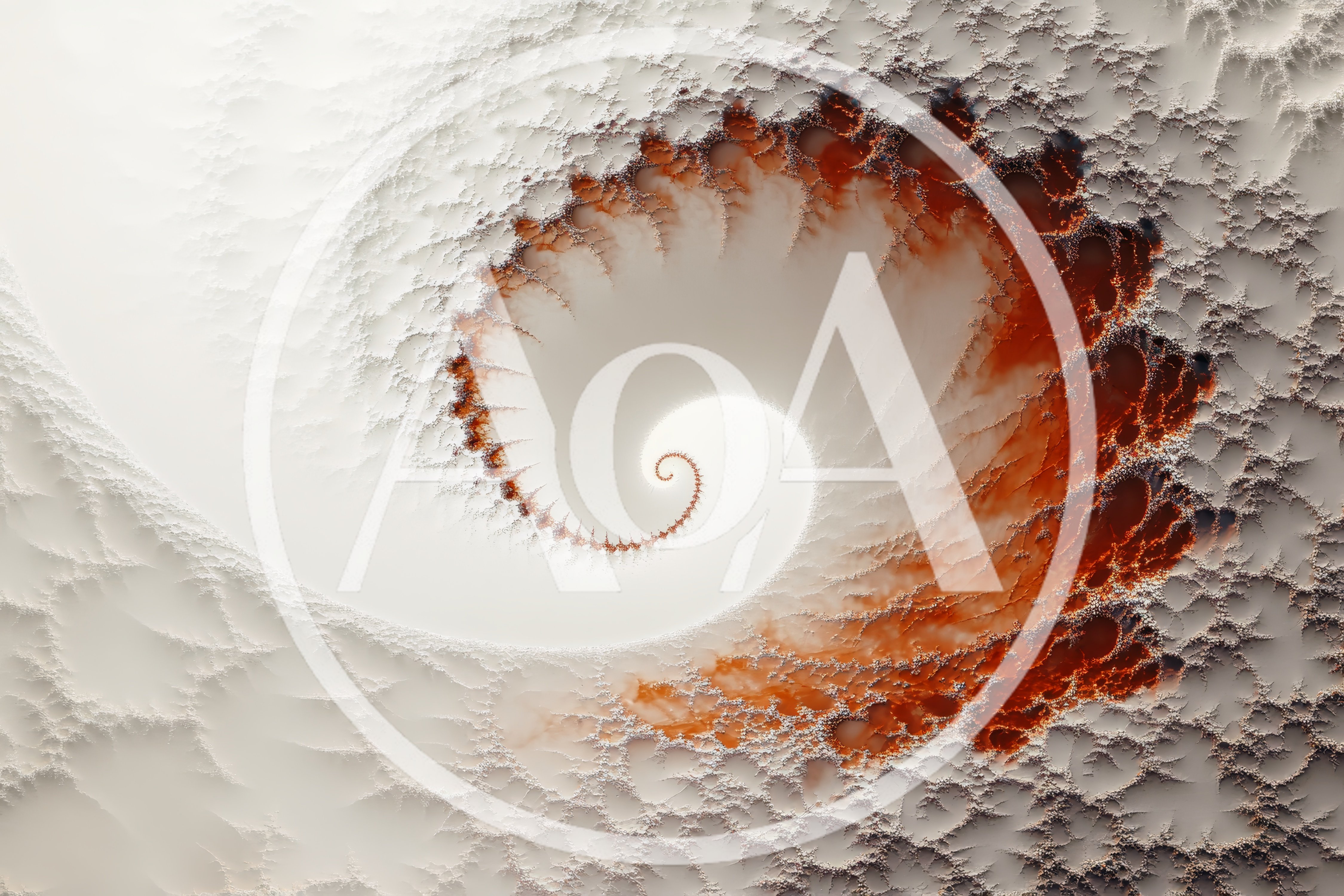Abstract Fractal Spiral With Red And White Textures
