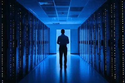 IT Professional Standing In A Modern Data Center