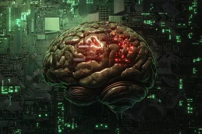 Digital Artificial Intelligence Brain On Circuit Board