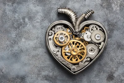 Mechanical Heart Sculpture With Intricate Internal Gears