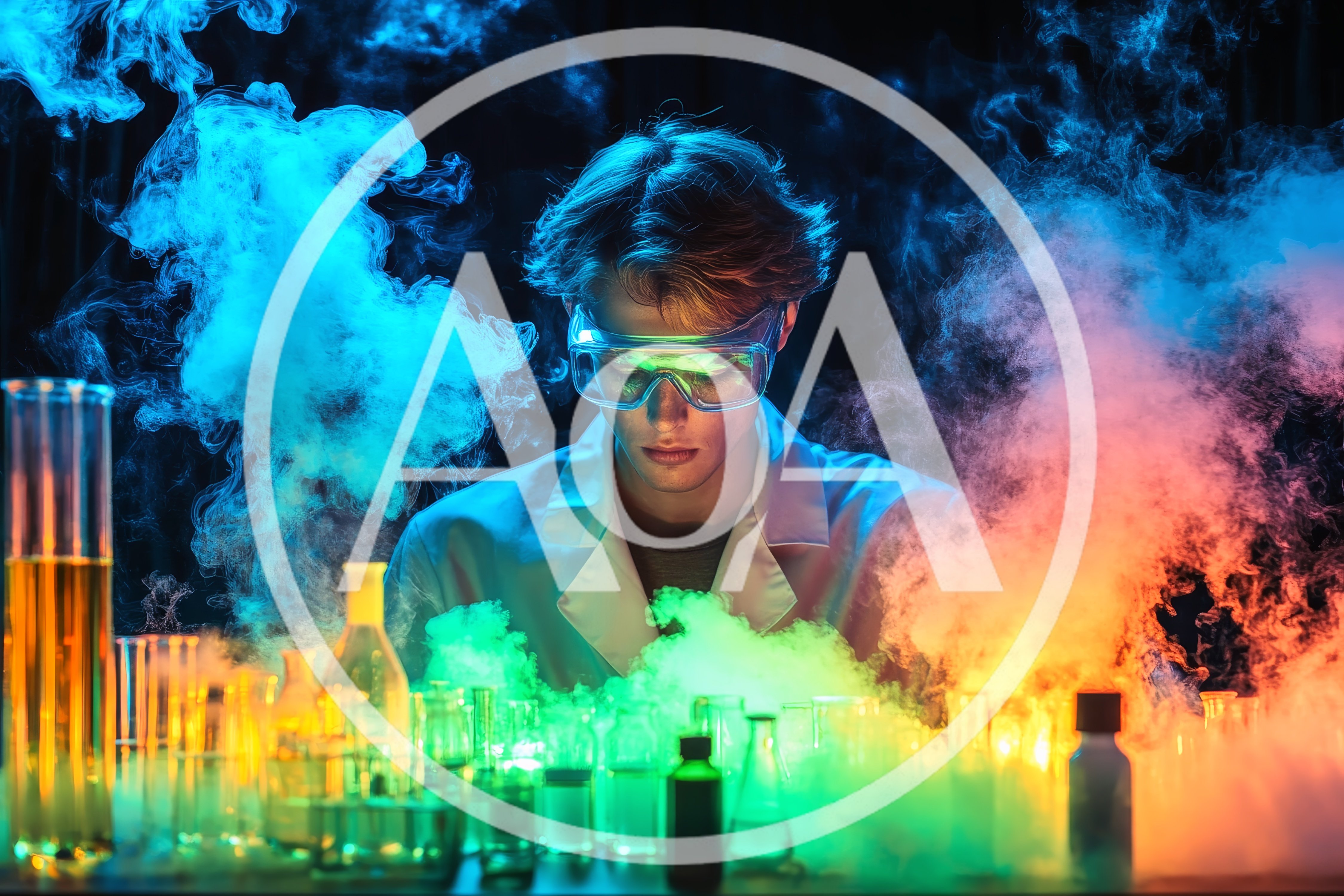Young Scientist Conducting Chemical Experiment With Colorful Smoke