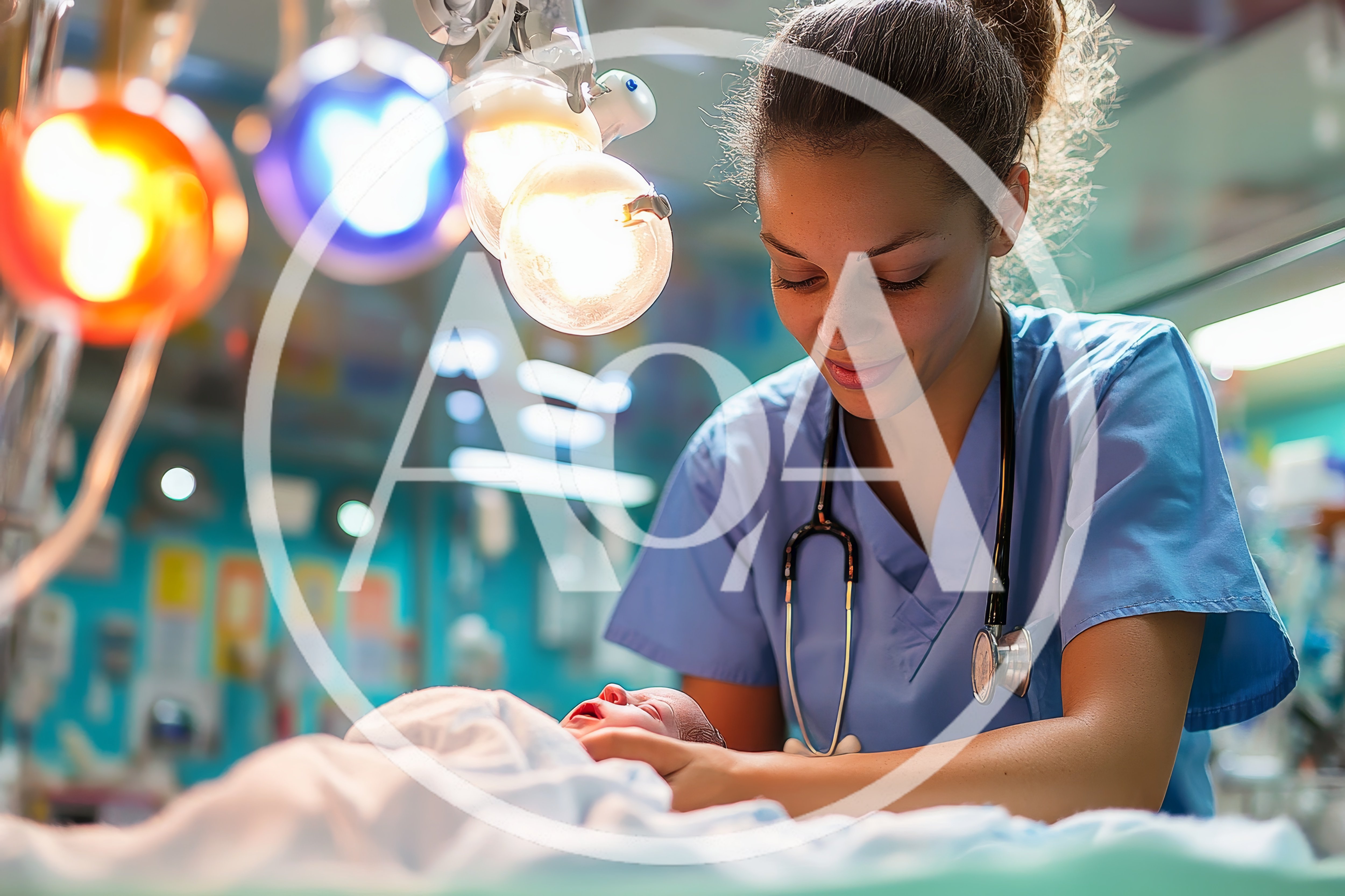 Neonatal Nurse Caring For Newborn In Hospital