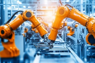 Industrial Robotic Arms Operating on Automated Assembly Line