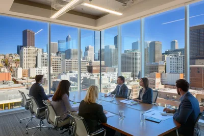 Corporate Team Meeting In A High Rise Office