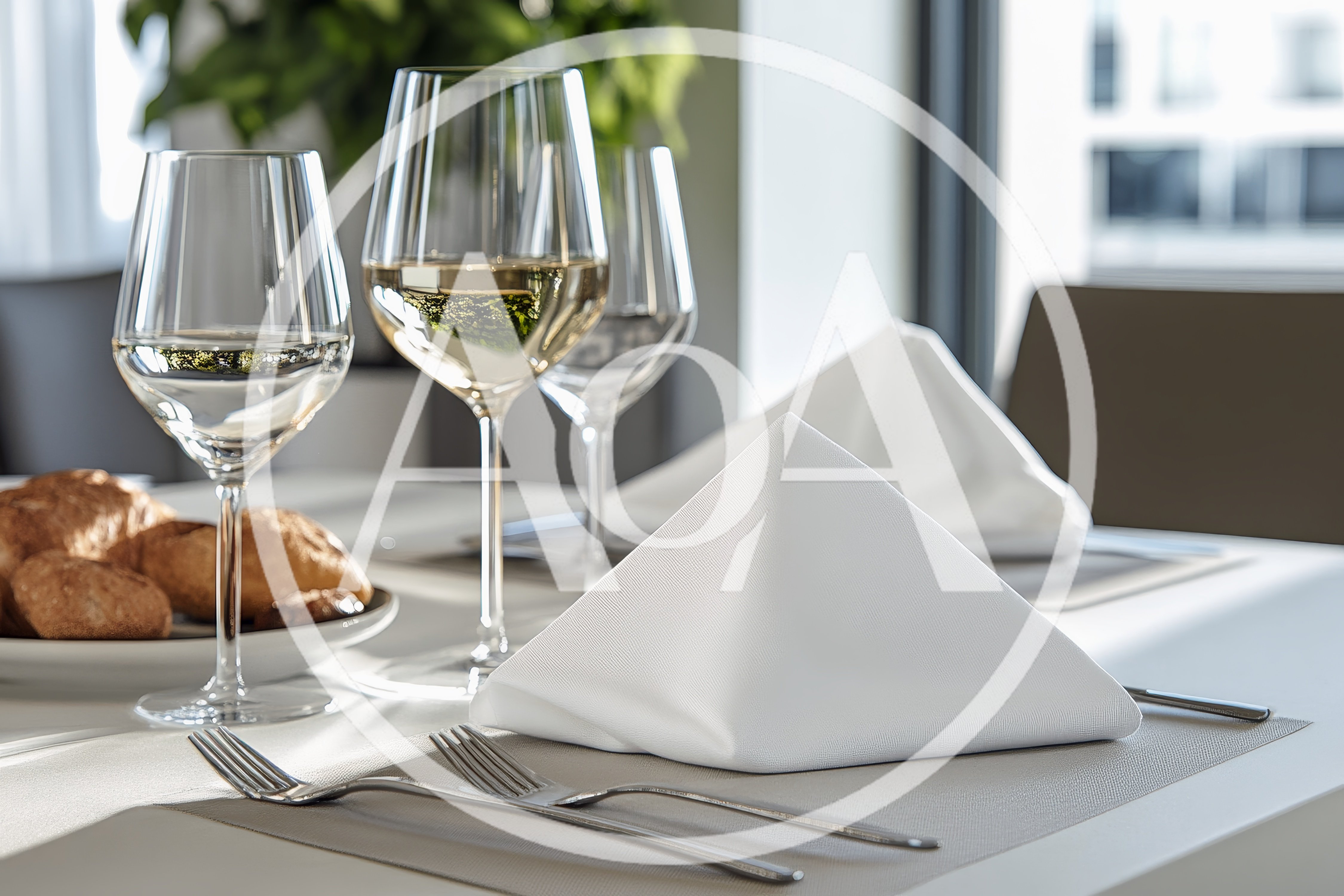 Elegant Table Setting With Wine Glasses And Napkins