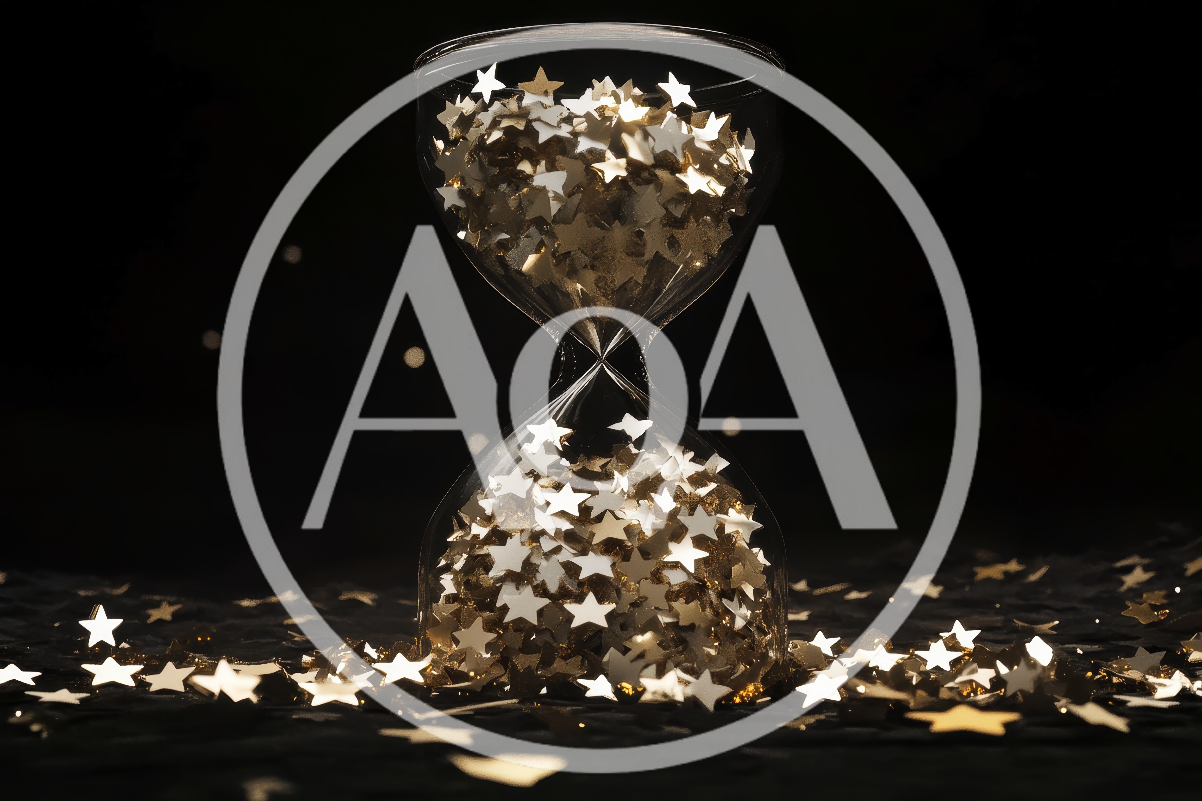 Gold Star Confetti Inside A Glass Hourglass