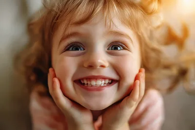 Close Up Portrait Of A Happy Toddler Girl