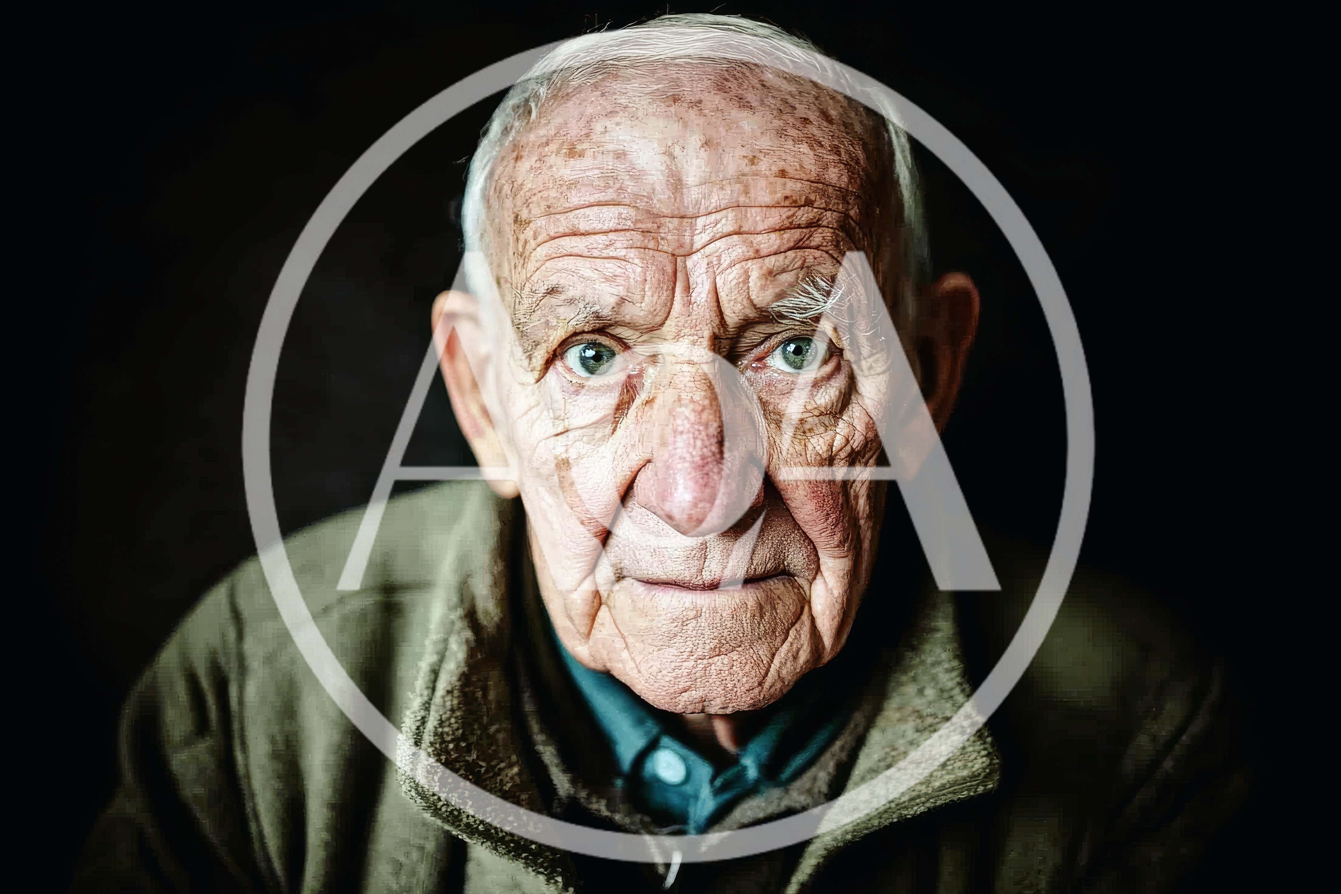 Portrait Of An Elderly Man With Deep Wrinkles