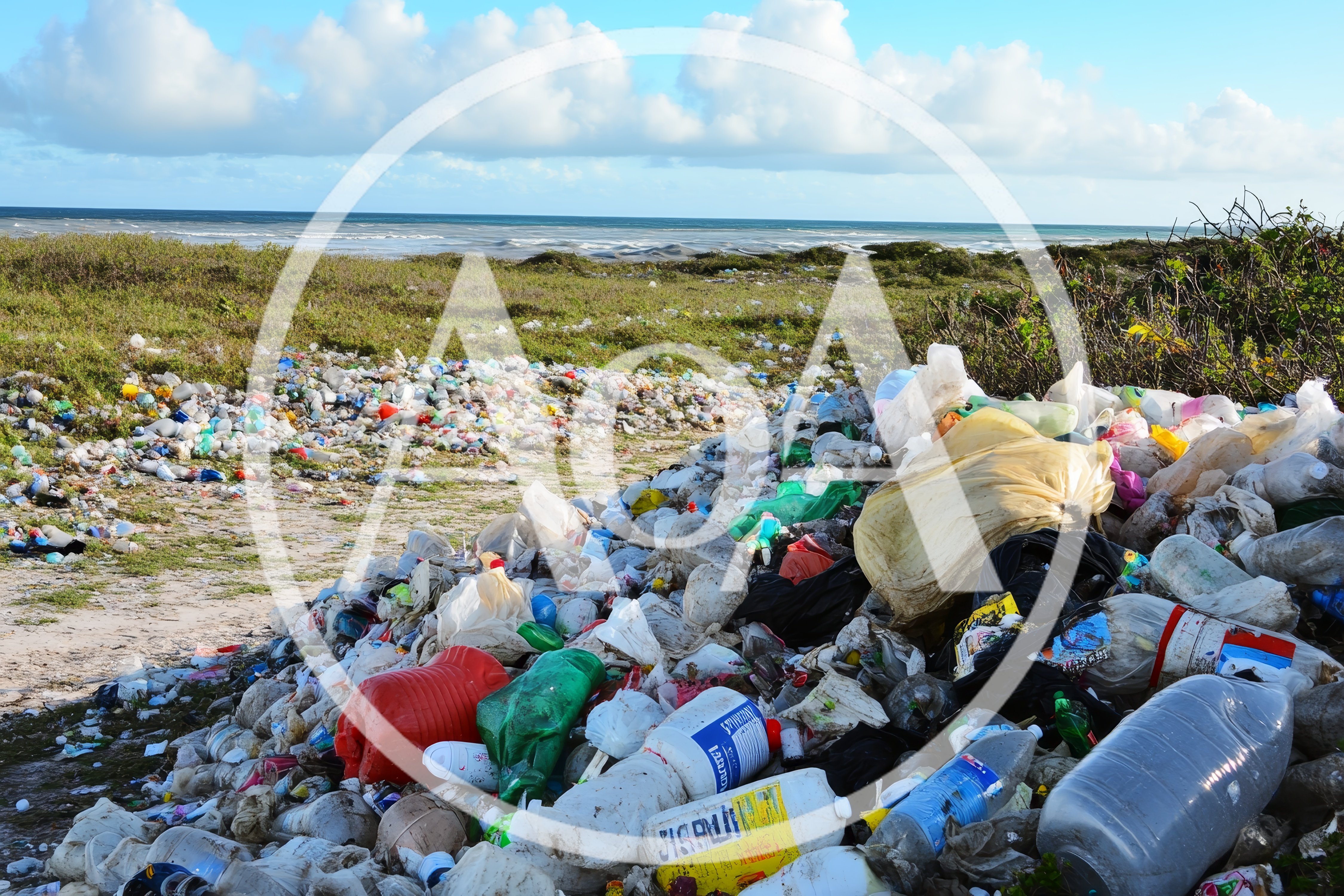 Massive Plastic Waste Accumulation On Coastal Beach