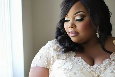 Elegant Plus Size Bride With Glamorous Makeup