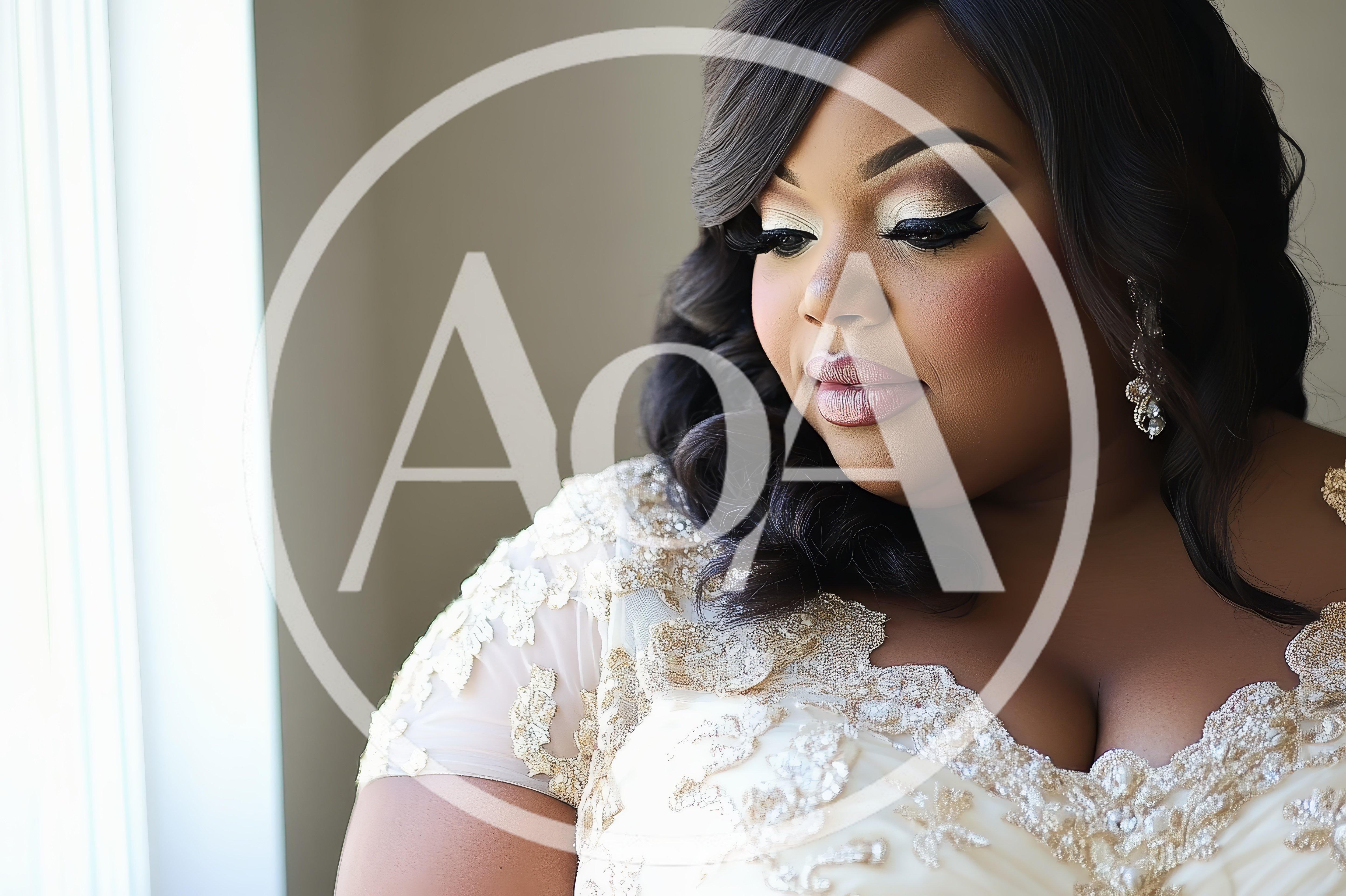 Elegant Plus Size Bride With Glamorous Makeup