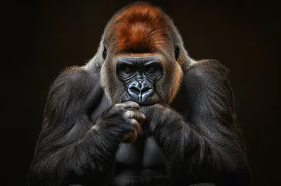 Portrait Of A Silverback Gorilla In Thoughtful Pose