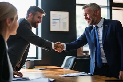 Professional Businessmen Shaking Hands In A Modern Office
