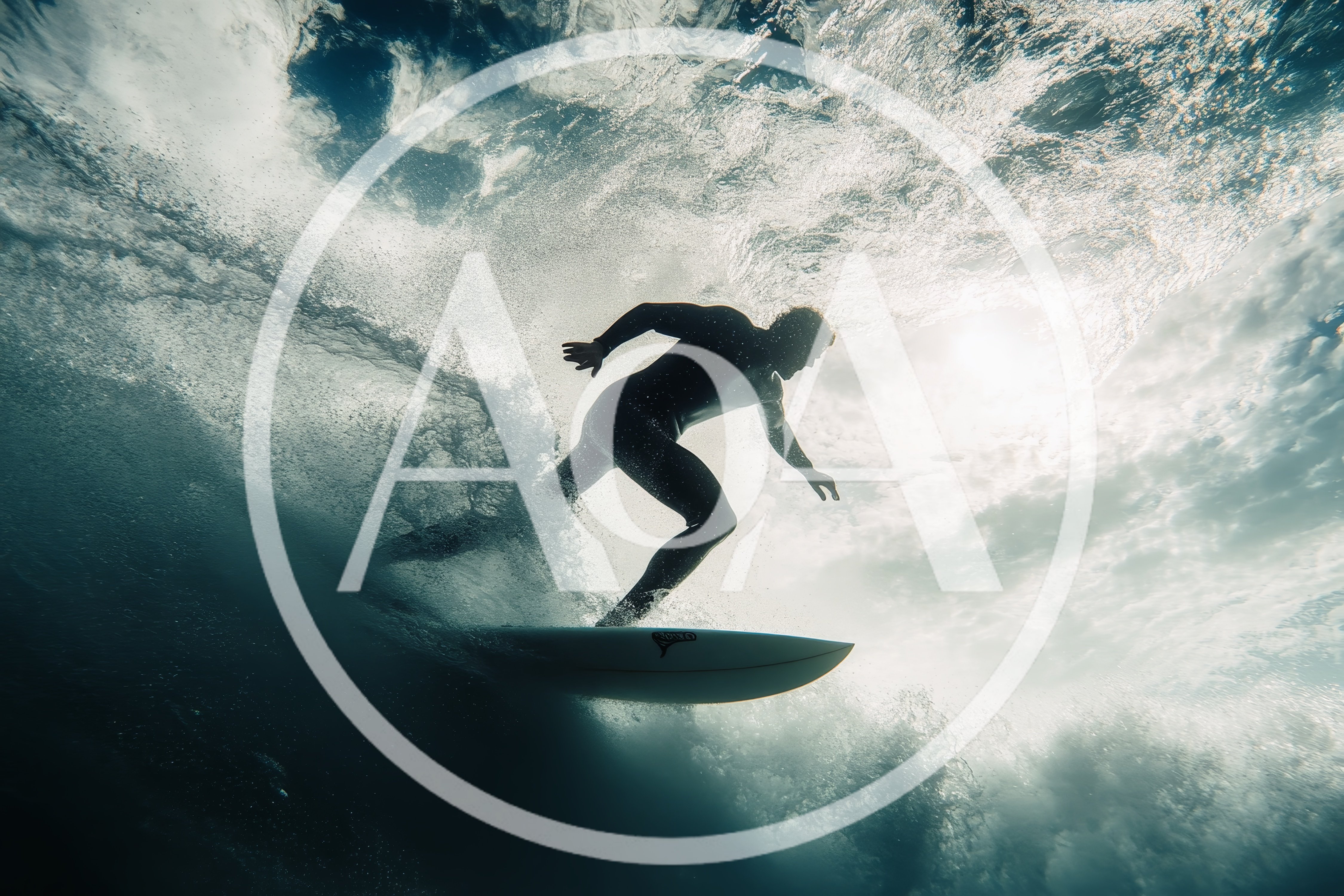 Surfer Riding A Wave Underwater View