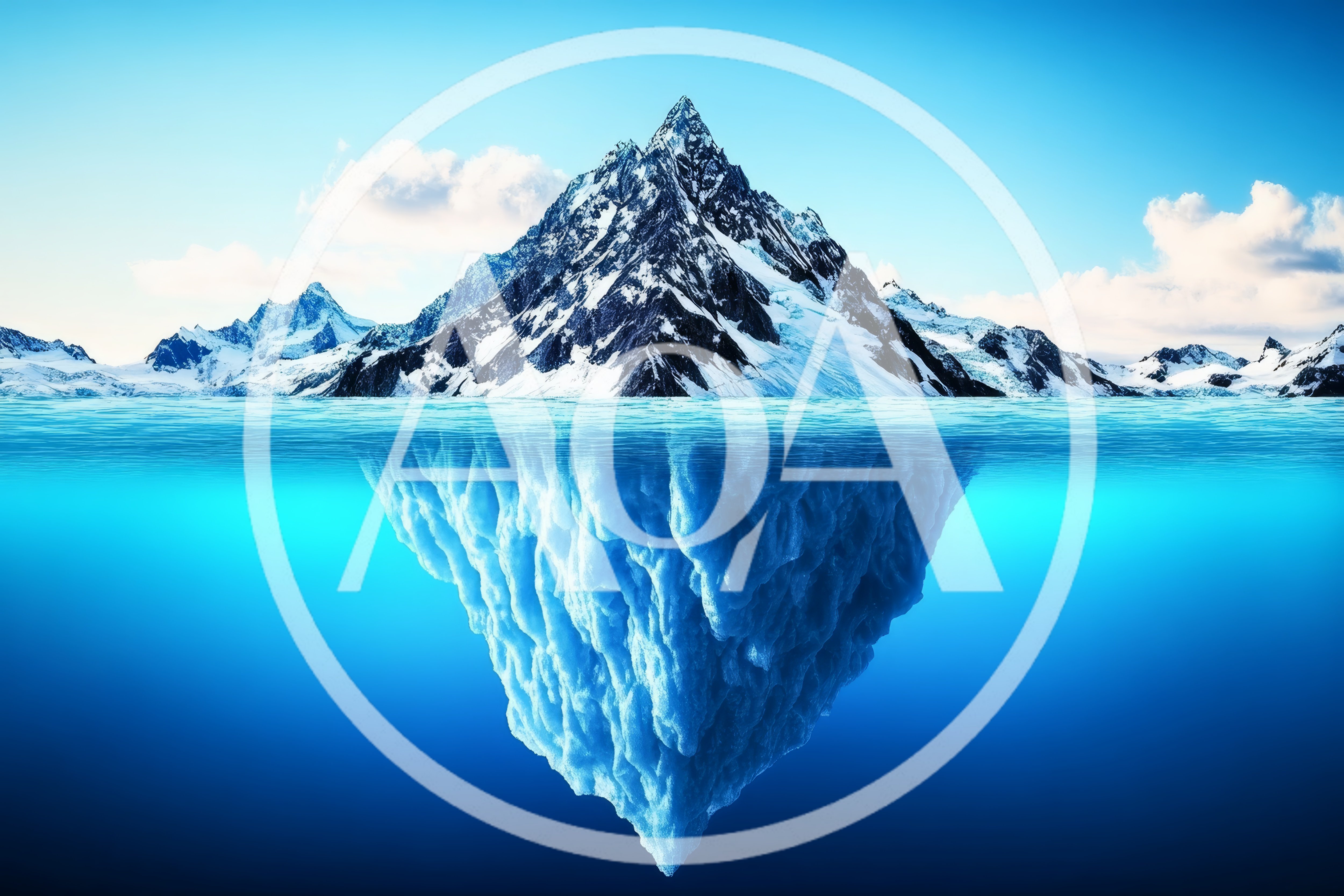 Iceberg Mountain Peak Floating In Deep Blue Ocean