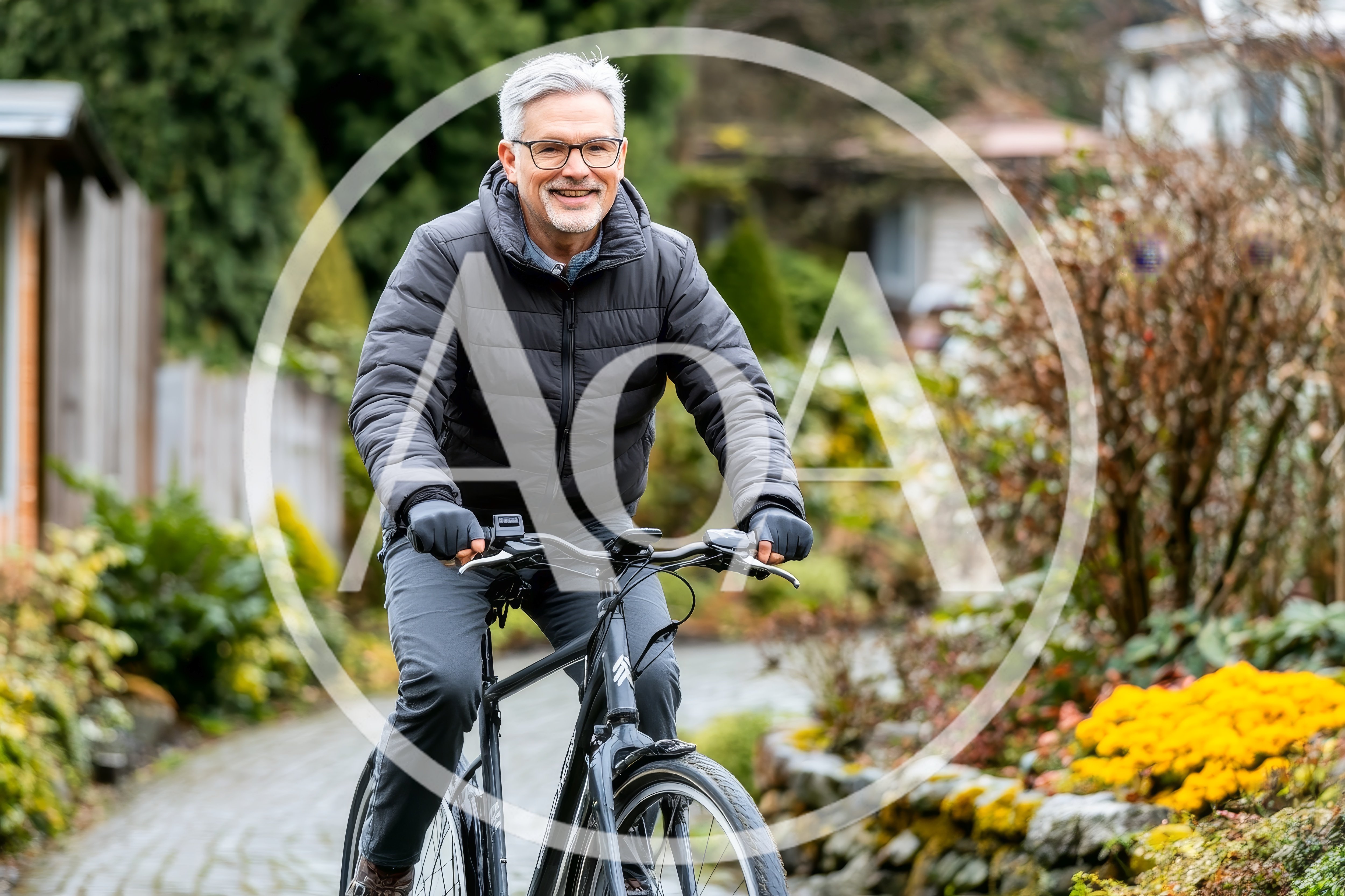 Senior Man Riding Electric Bicycle Outdoors