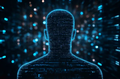 Digital Human Silhouette Formed By Binary Code Data