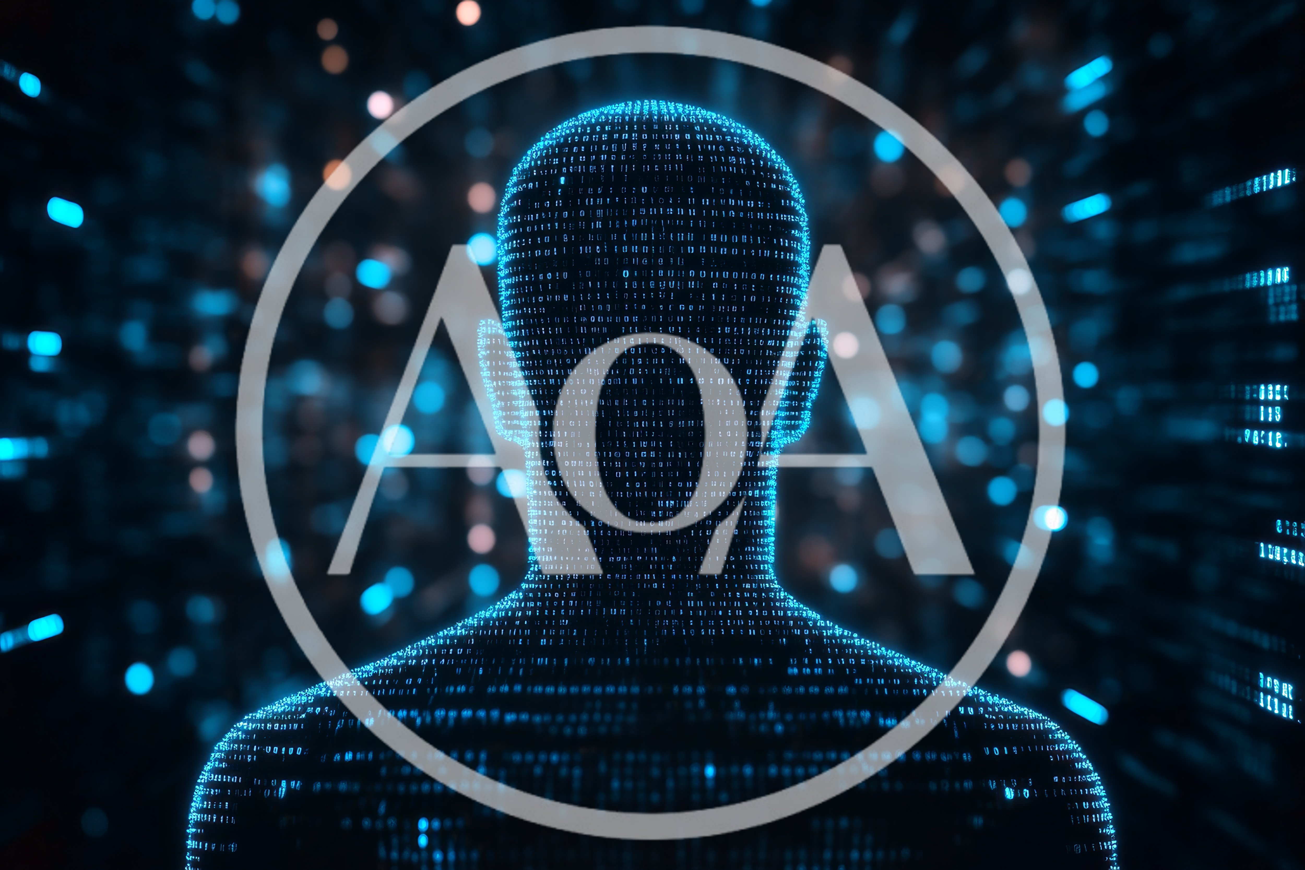 Digital Human Silhouette Formed By Binary Code Data