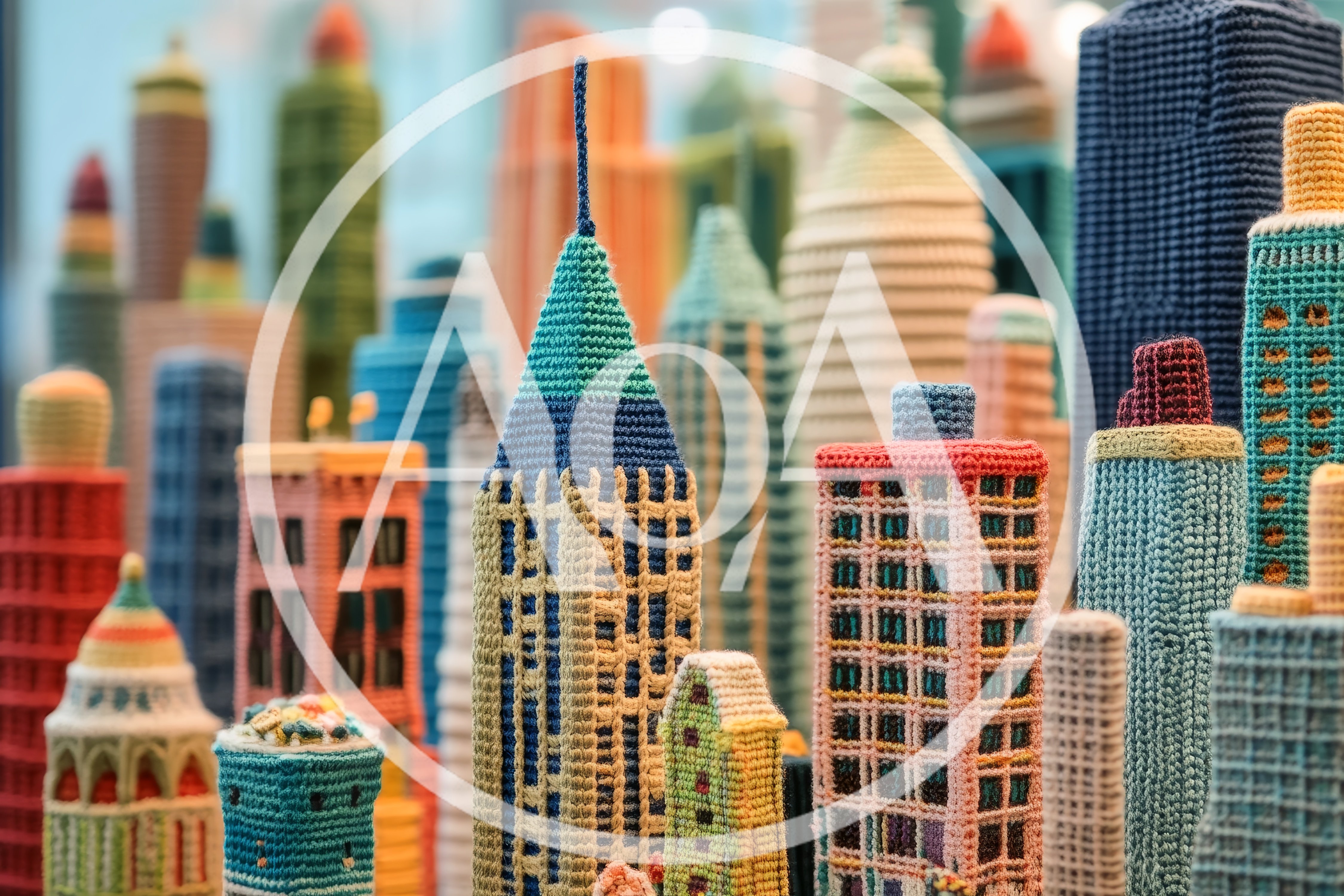 Crocheted Miniature City Skyline Model