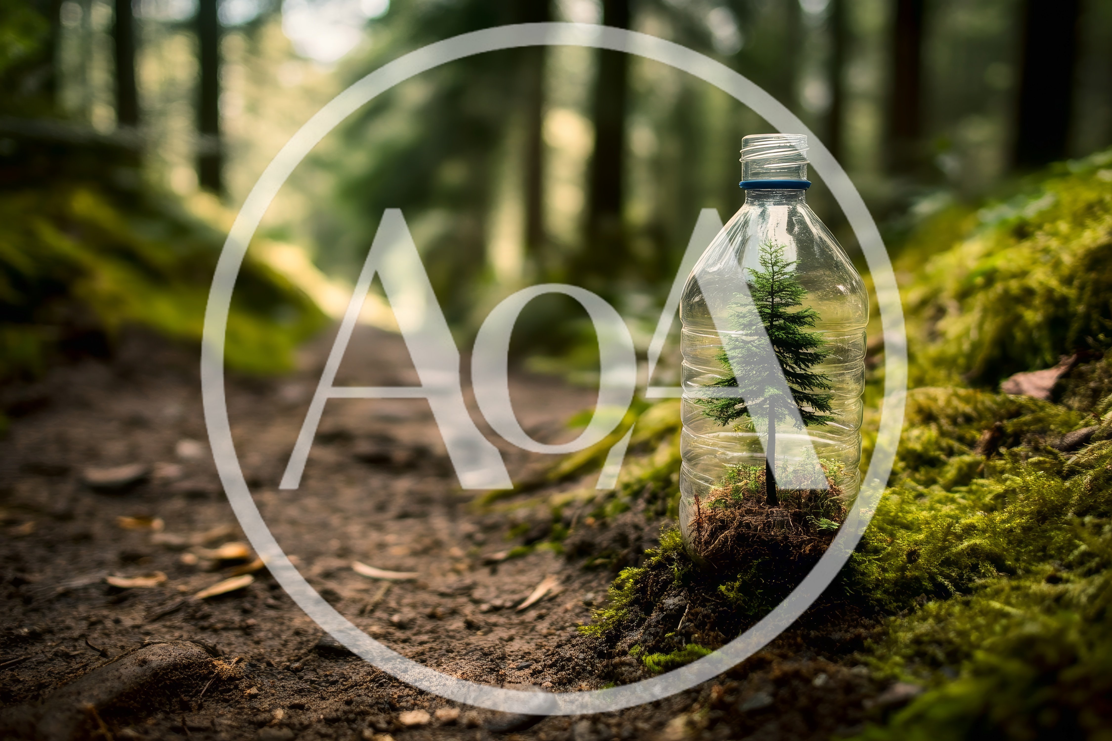 Small Pine Tree Growing Inside A Plastic Bottle