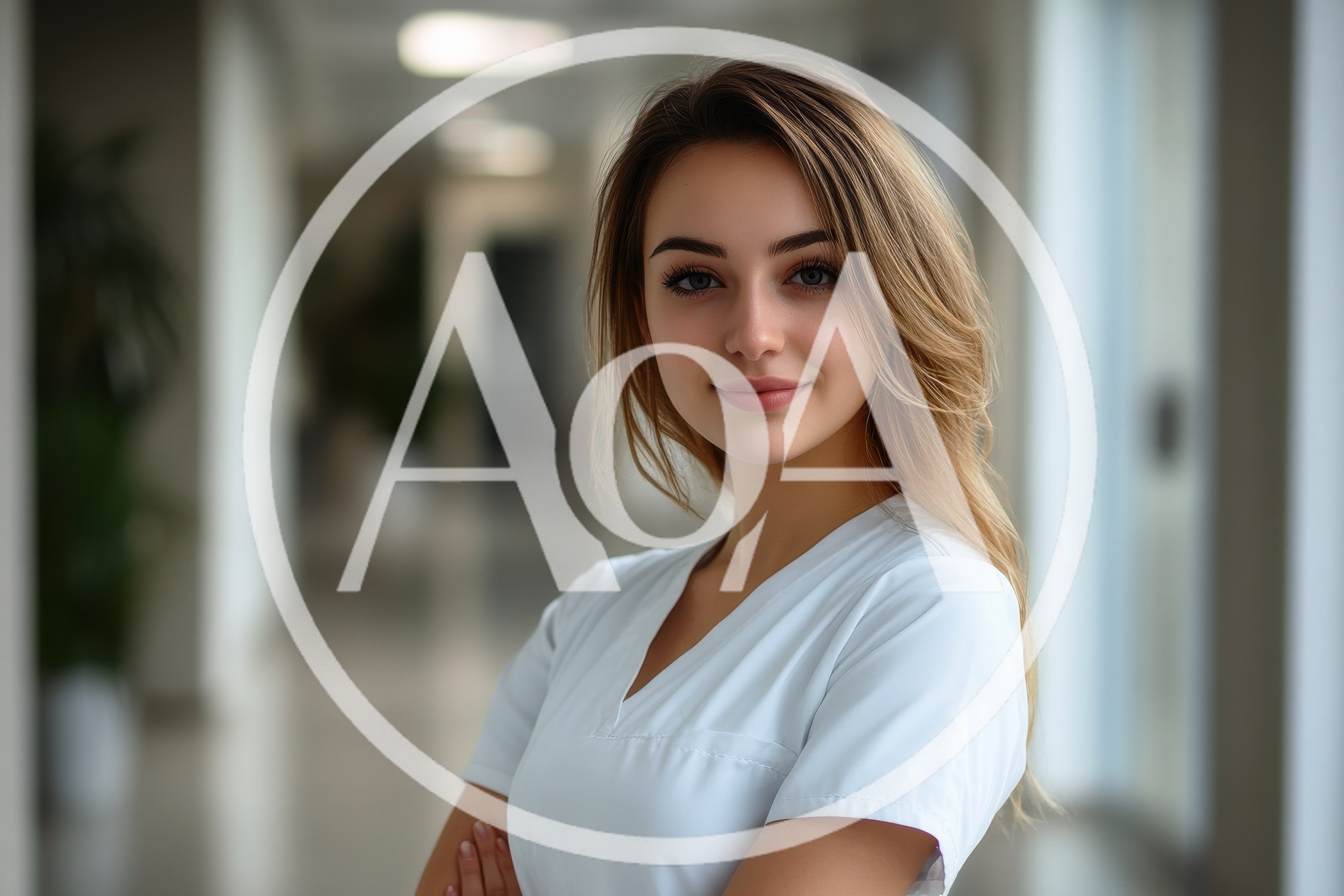Portrait Of A Professional Female Nurse In Hospital Corridor